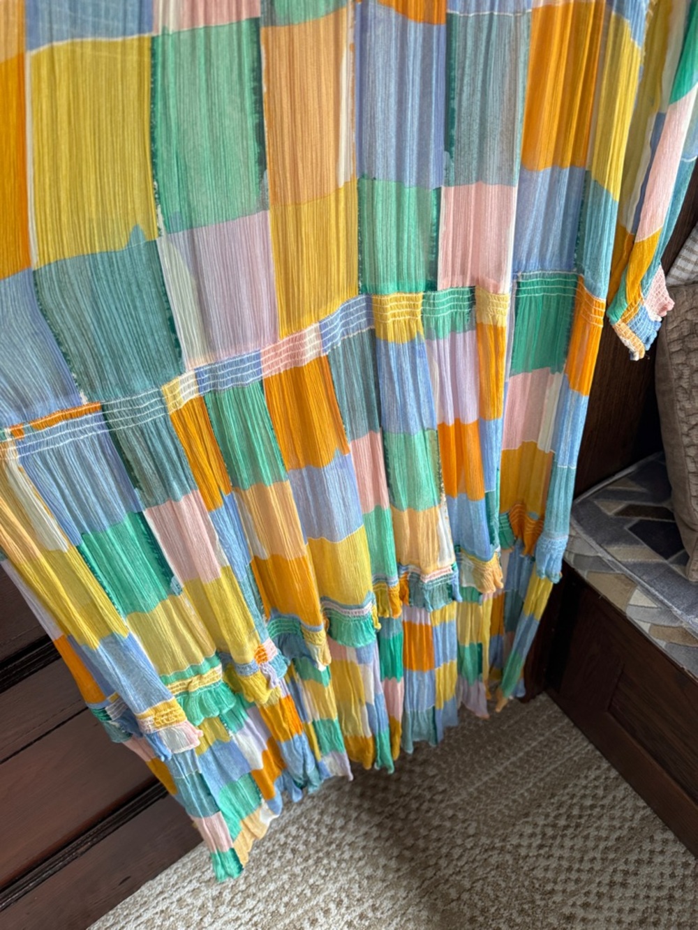 Anthropologie Patchwork Maxi Dress in Yellow, Green & Blue - Picture 5 of 6